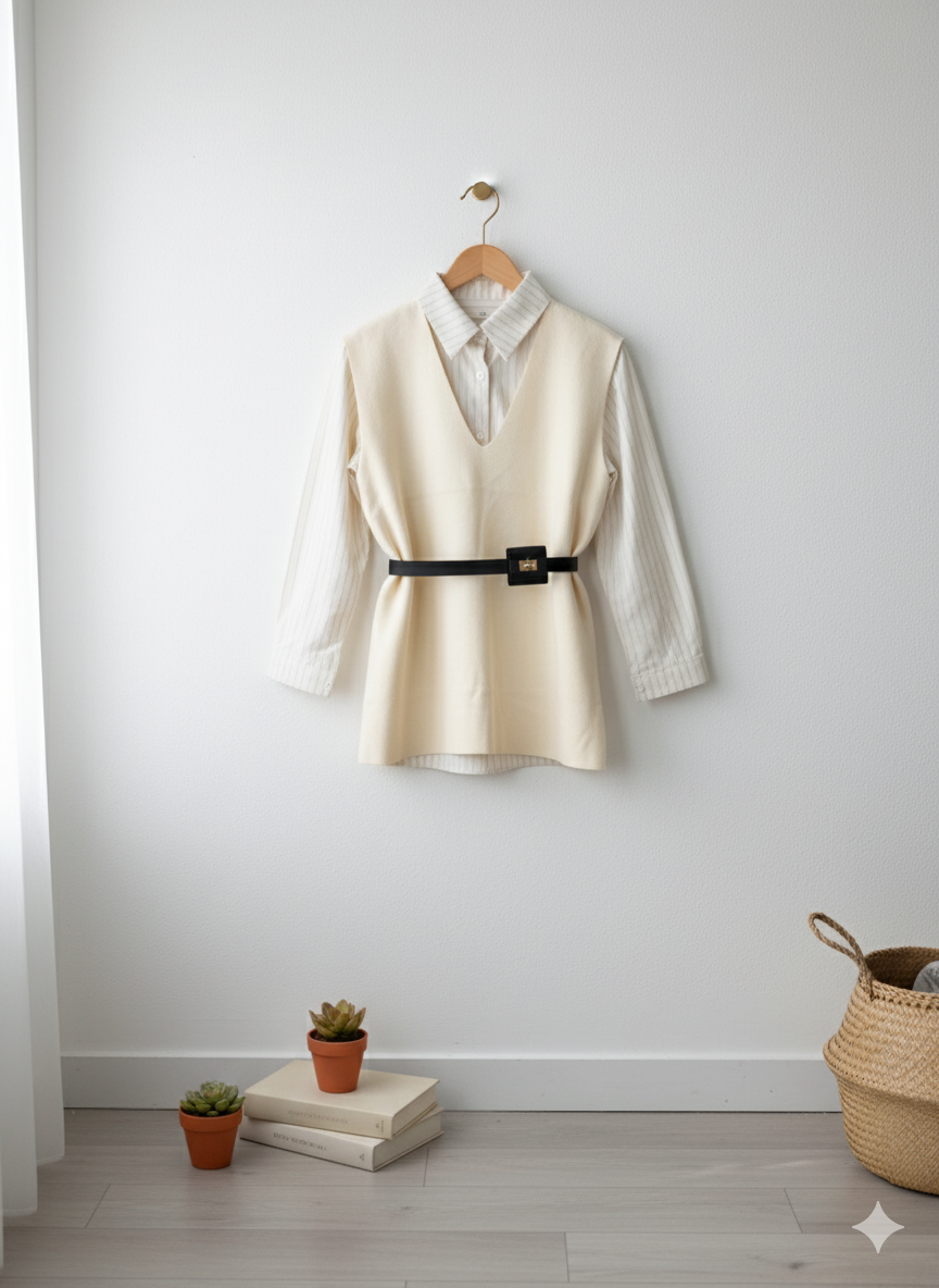 Navy Chic Tunic - Off White