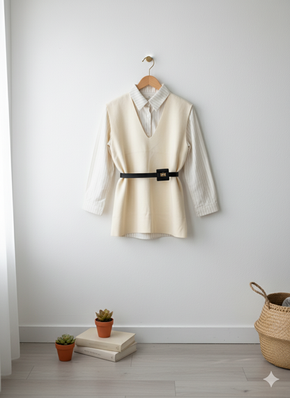 Navy Chic Tunic - Off White