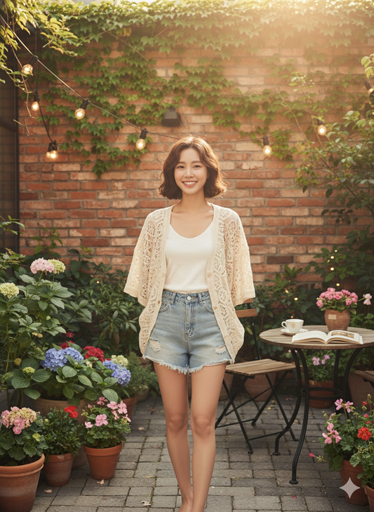 Eyelet Lace Top - Cream