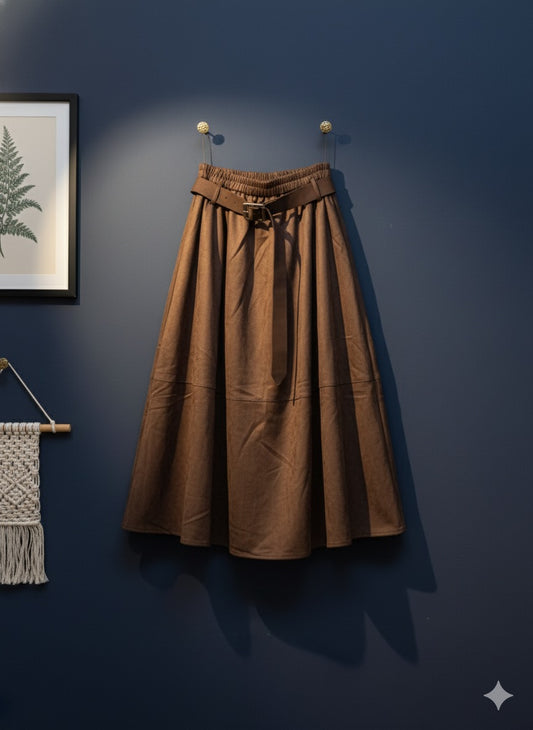 Faux Leather Brown Skirt