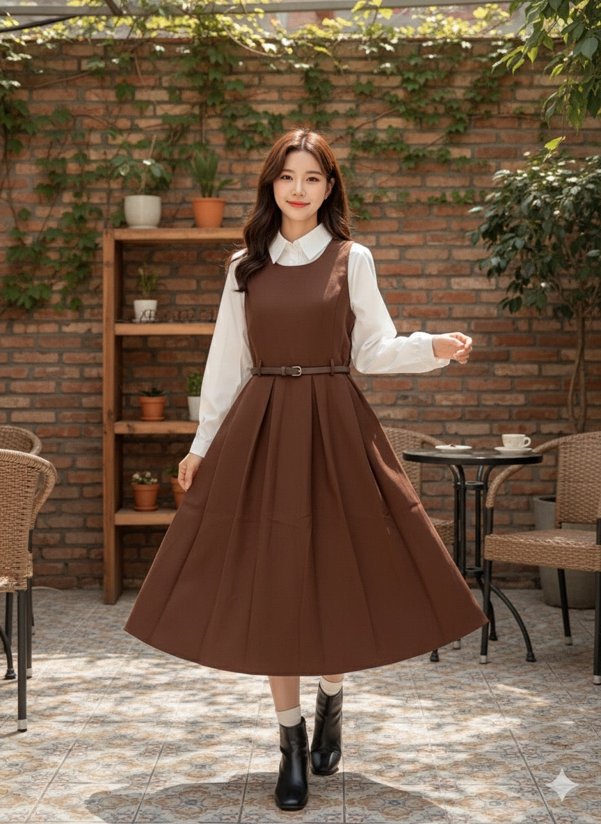 Preppy Pinafore - Brown