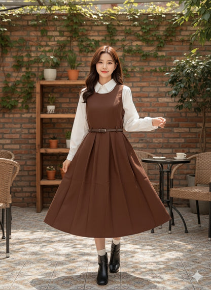 Preppy Pinafore - Brown