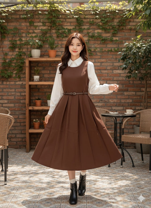 Preppy Pinafore - Brown