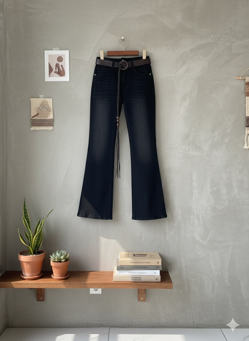 High-Rise Wide-Fit Denim - Black