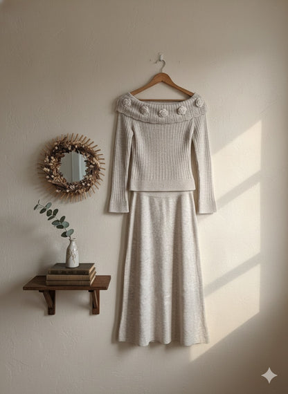 Rosette Whisper Co-Ord - Ivory