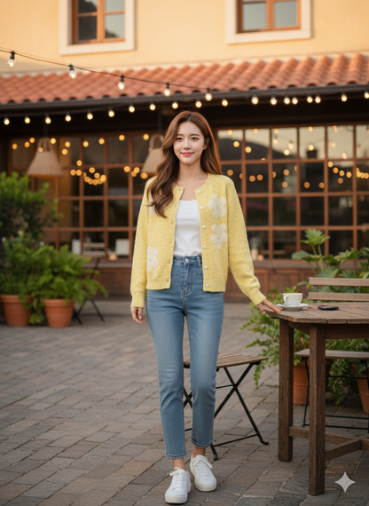 Button-Up Cardigan - Yellow