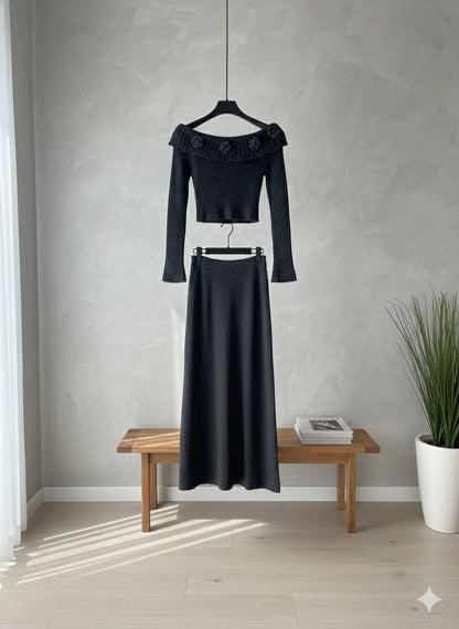 Rosette Whisper Co-Ord - Black