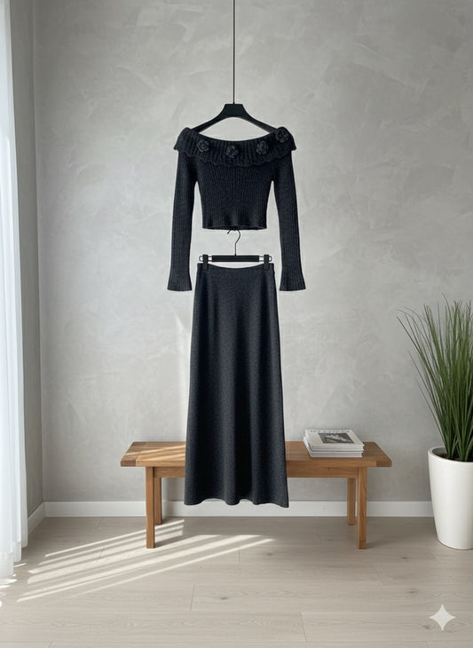 Rosette Whisper Co-Ord - Black