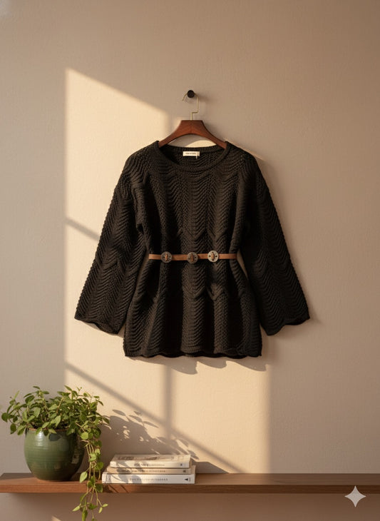 Ocean Knit Pullover - Black