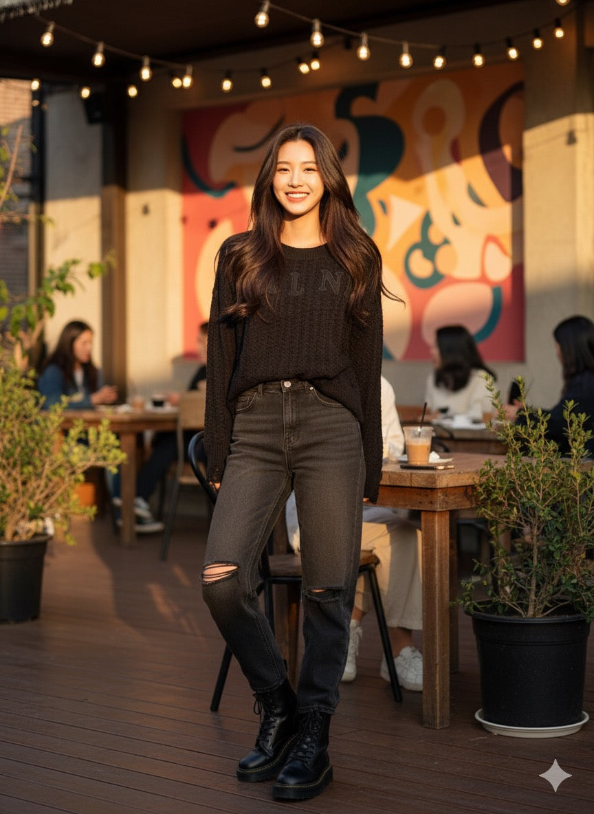 Retro Varsity Knit - Black