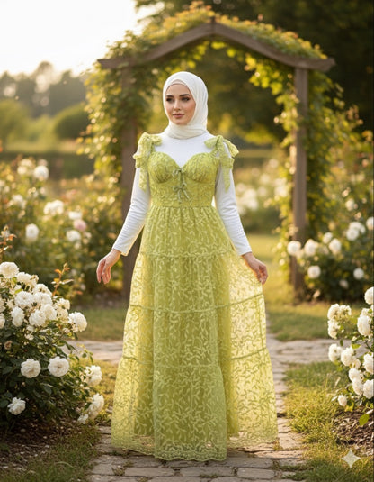 Green Aesthetic Tie-Strap Sundress