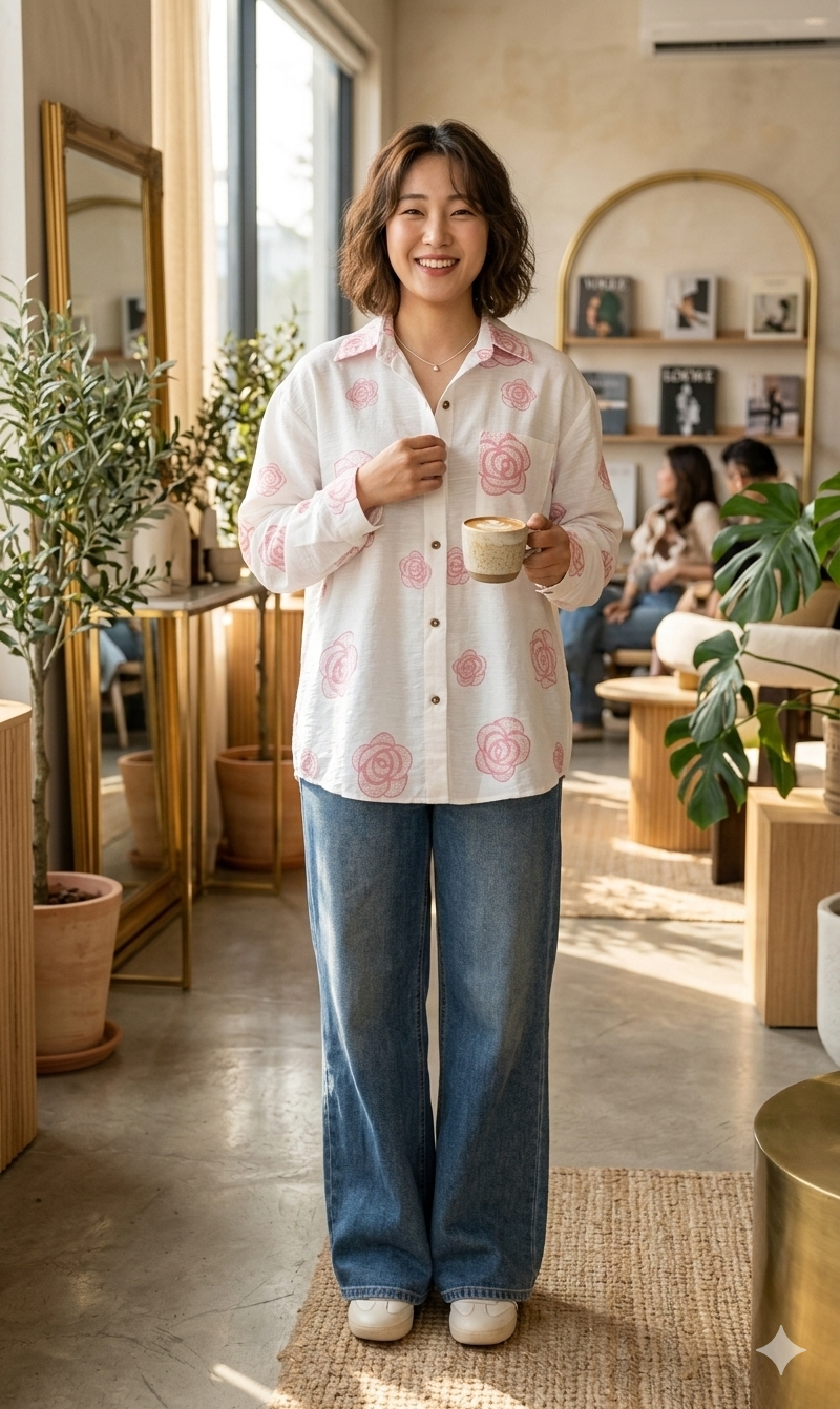 Minimal Bloom Shirt - Pink Floral