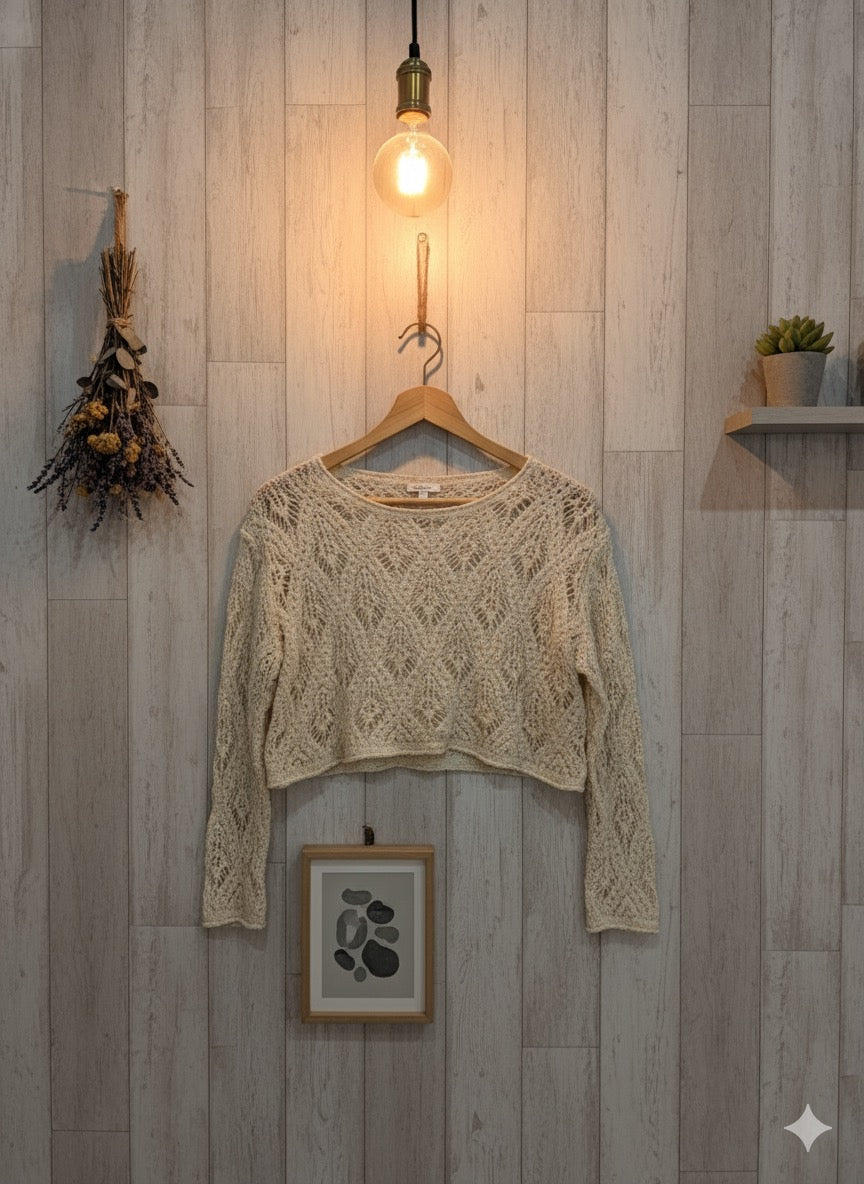 Leaf Lace Jumper - Cream