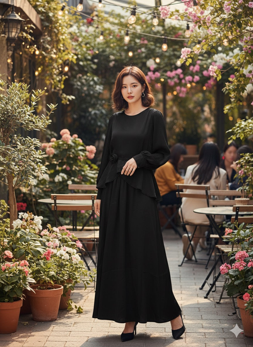 Champagne Glow Dress-Black