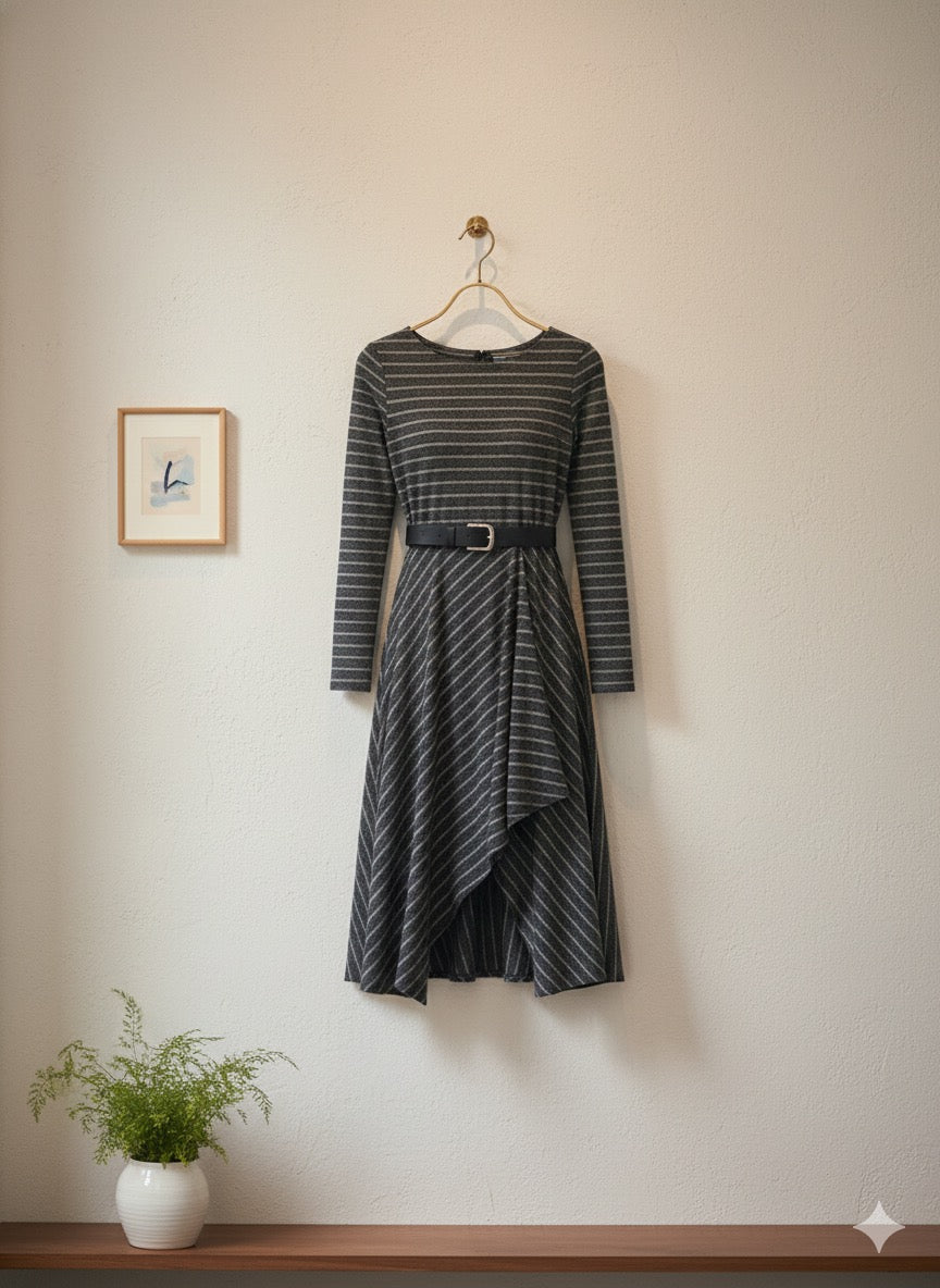 Striped Cascade Dress