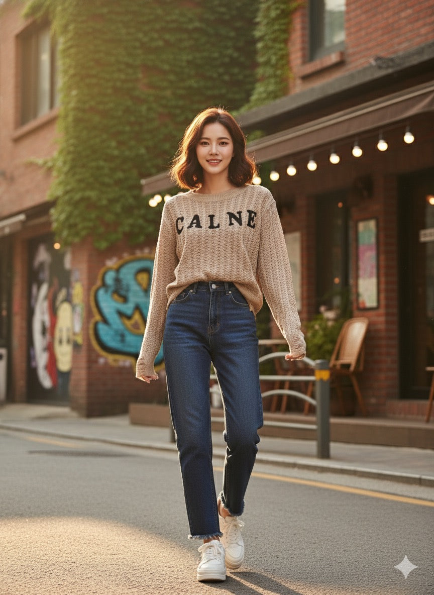 Retro Varsity Knit - Beige