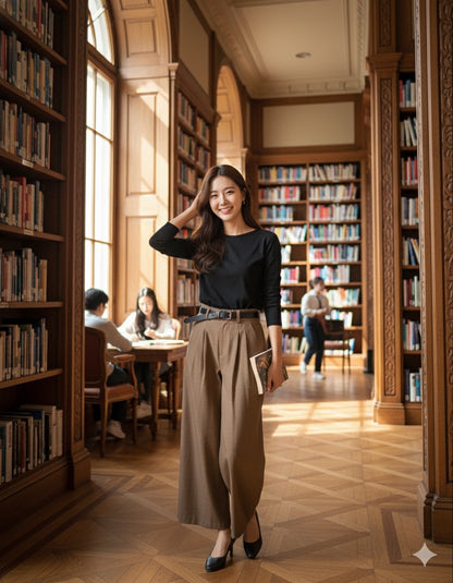 Wide-Legged Pleated Pants