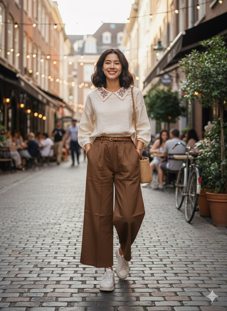 Caramel Linen Blend Culottes