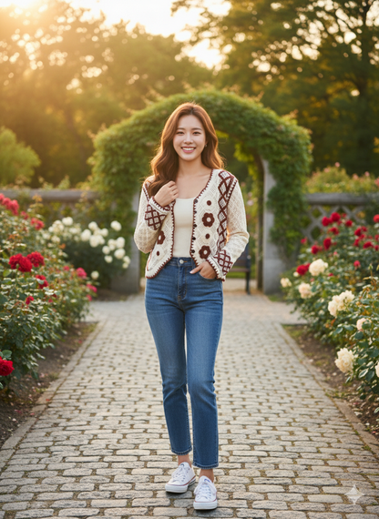 Crochet Cardigan- Maroon