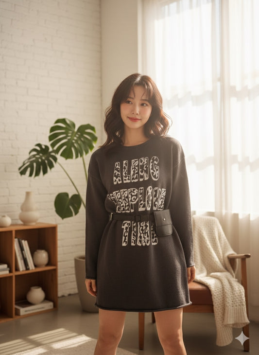 Graphic Tunic Dress - Ash