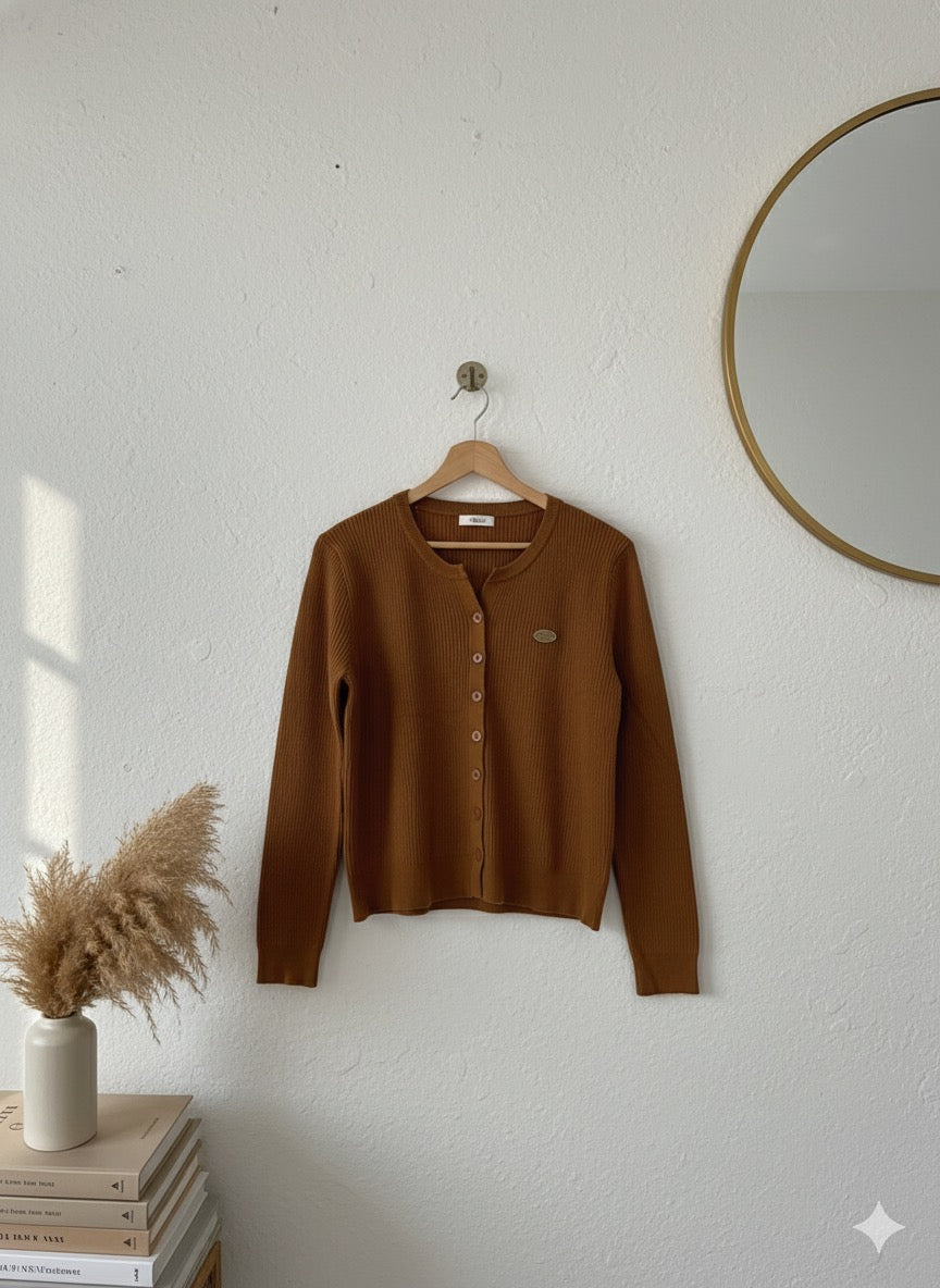 Knitted Rib Top - Rust