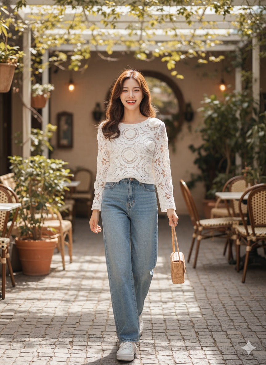 Irish Crochet Top - White