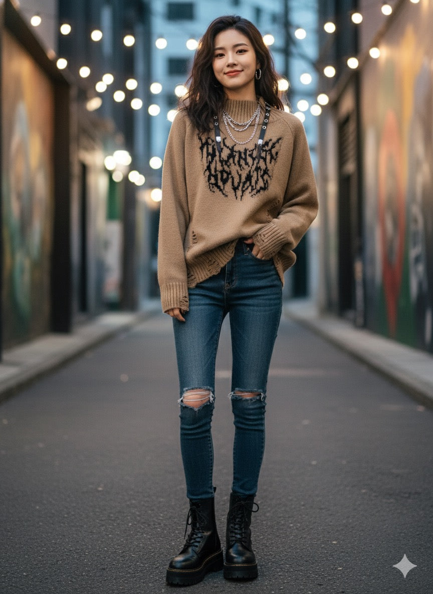 Grunge/Streetwear Knit - Brown