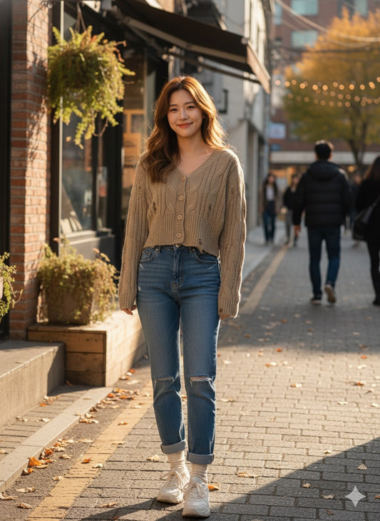 Distressed Cropped Top - Brown