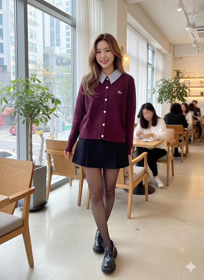 Old Money Cardigan- Maroon