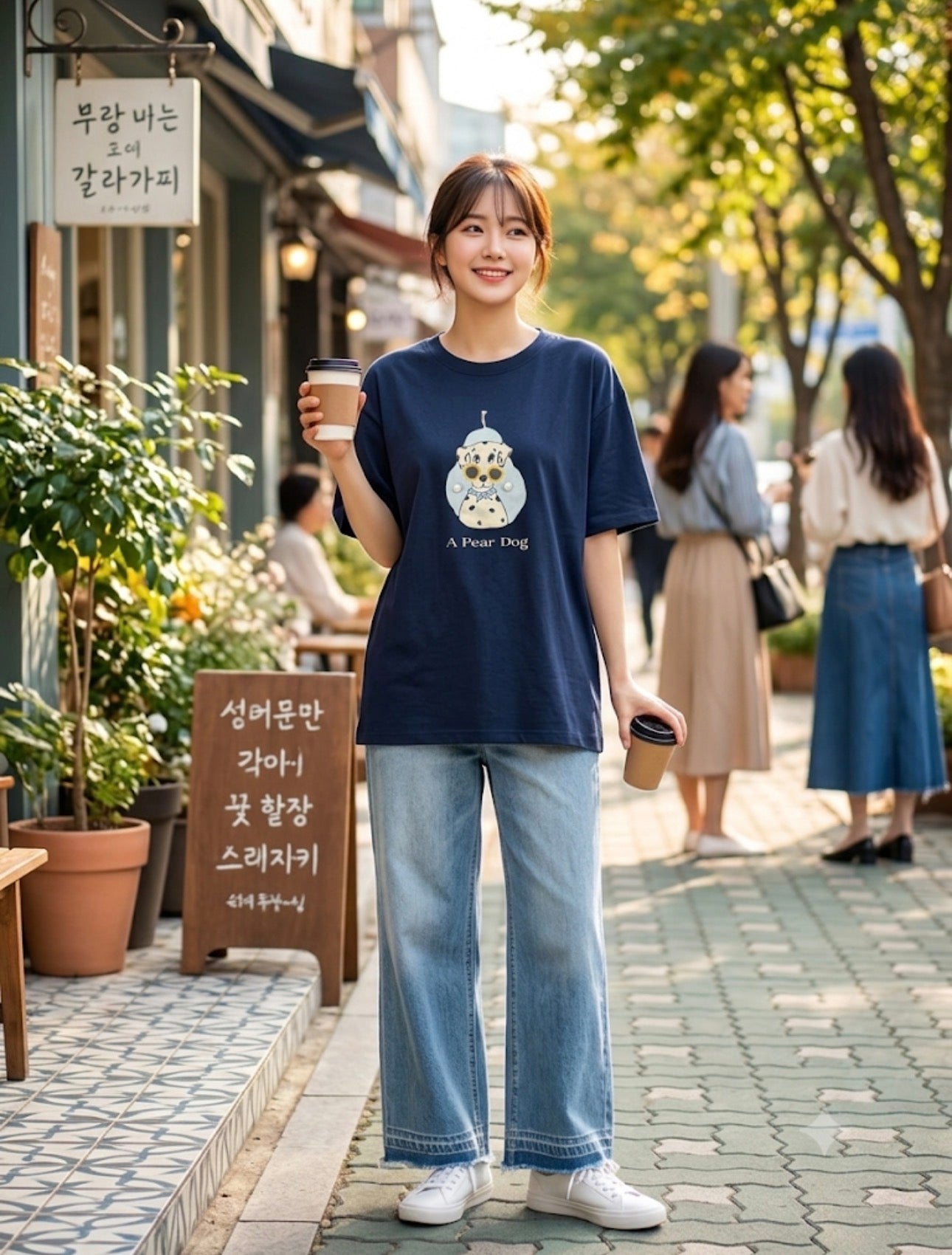 Pear Pup Tee - Navy Blue