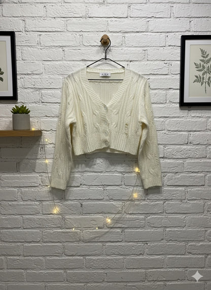 Distressed Cropped Top - White