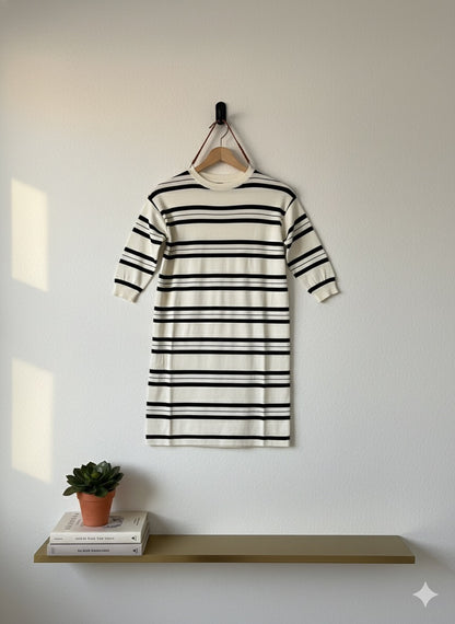 Striped Bodycon Dress - White