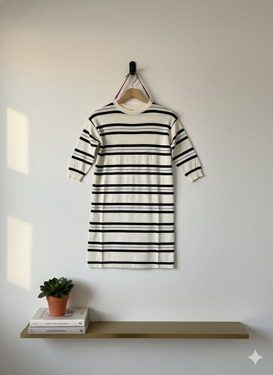 Striped Bodycon Dress - White