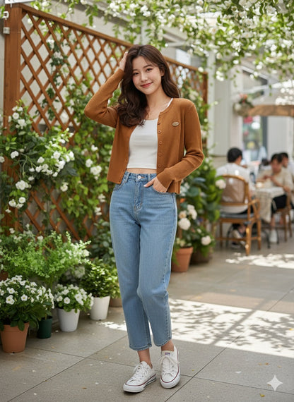 Knitted Rib Top - Rust