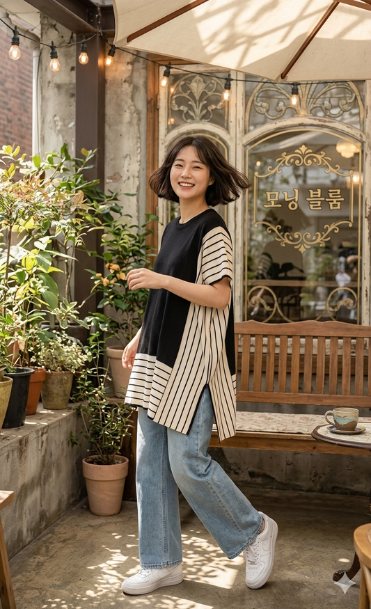 Relaxed fit knitwear top - Black