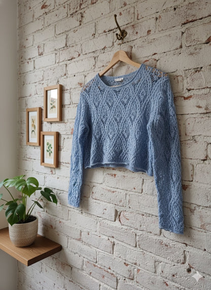 Leaf Lace Jumper - Blue