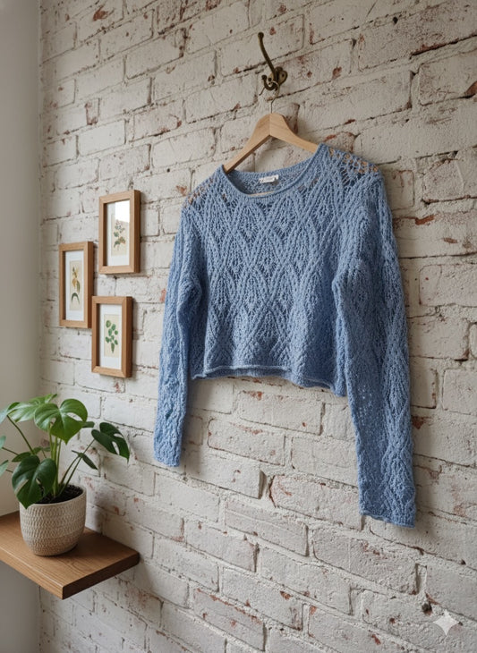 Leaf Lace Jumper - Blue