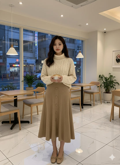 Meadow Button Skirt - Caramel