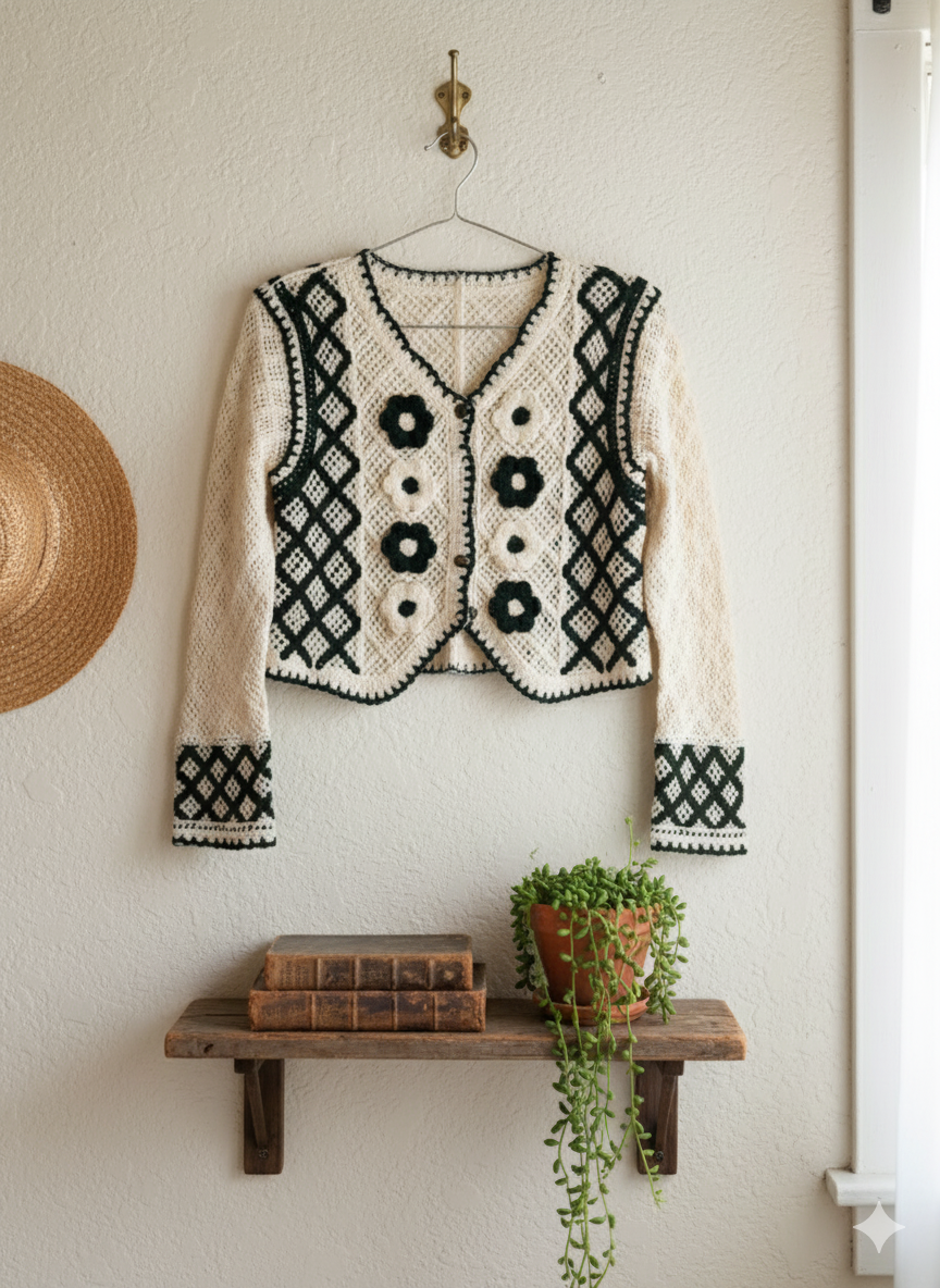 Crochet Cardigan - Green