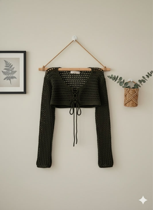 Crochet Lace-Up Shrug