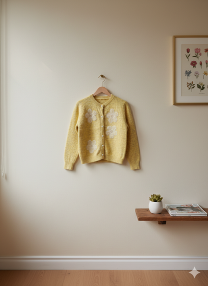 Button-Up Cardigan - Yellow
