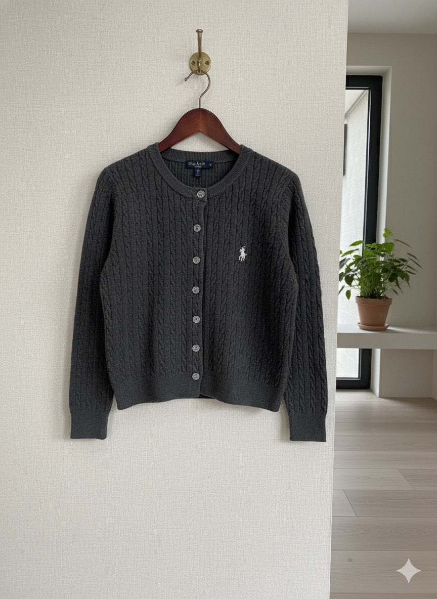 Polo-Knit Cardigan - Ash