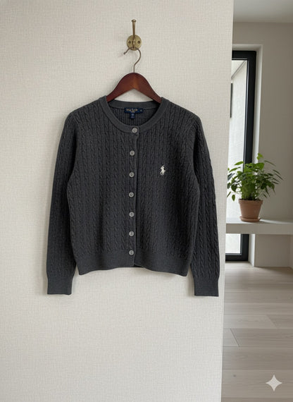 Polo-Knit Cardigan - Ash