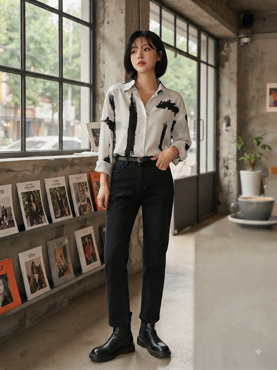 Monochrome Swirl Shirt