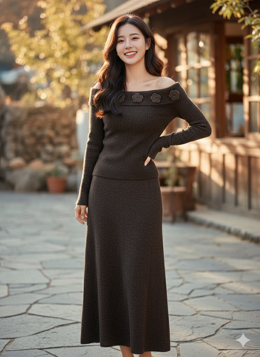 Rosette Whisper Co-Ord - Brown