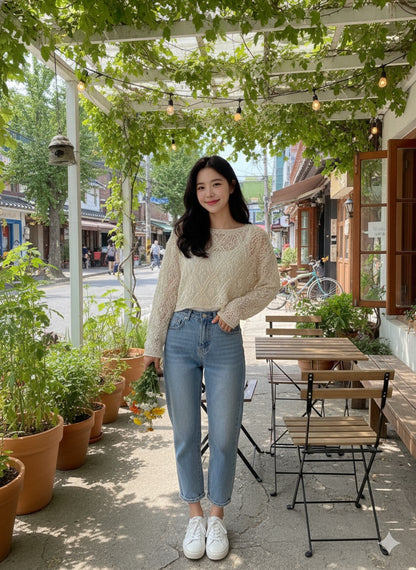 Leaf Lace Jumper - Cream