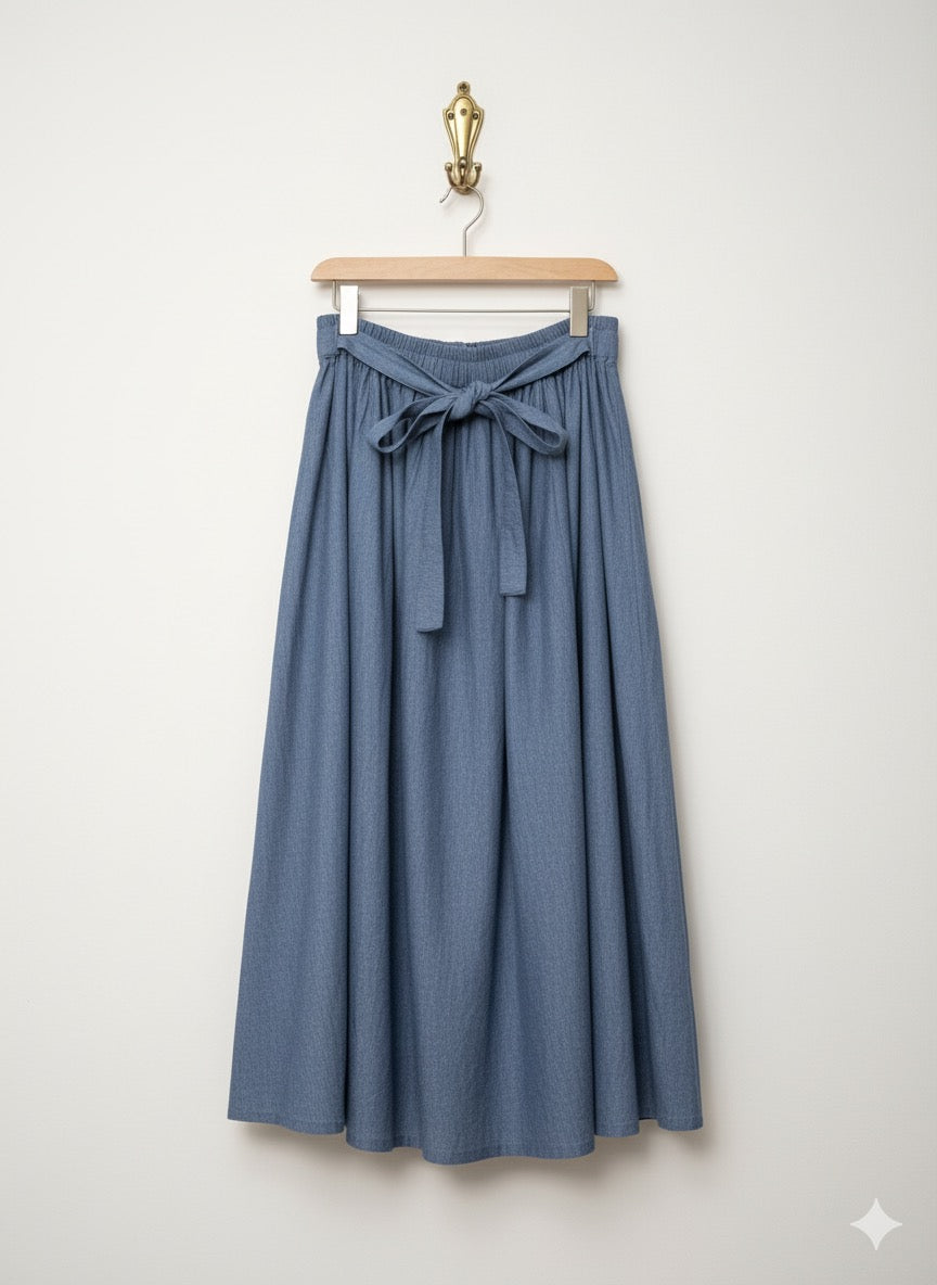 Dark Denim Tie-Waist Skirt
