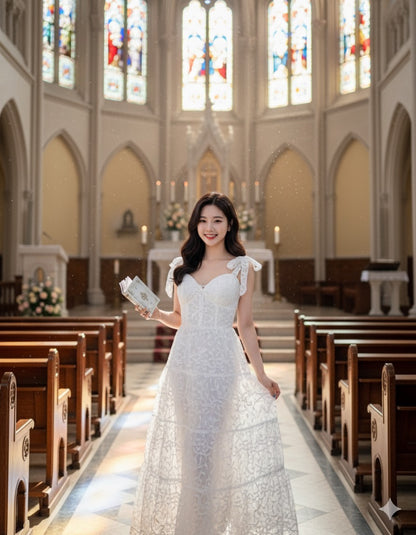 White Aesthetic Tie-Strap Sundress