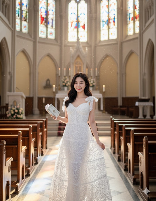 White Aesthetic Tie-Strap Sundress