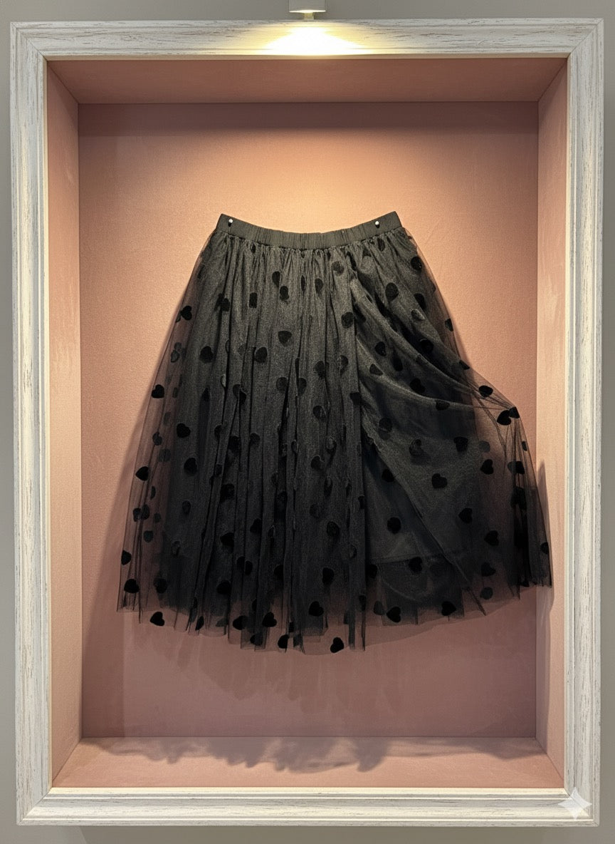 Black Heart Print Skirt